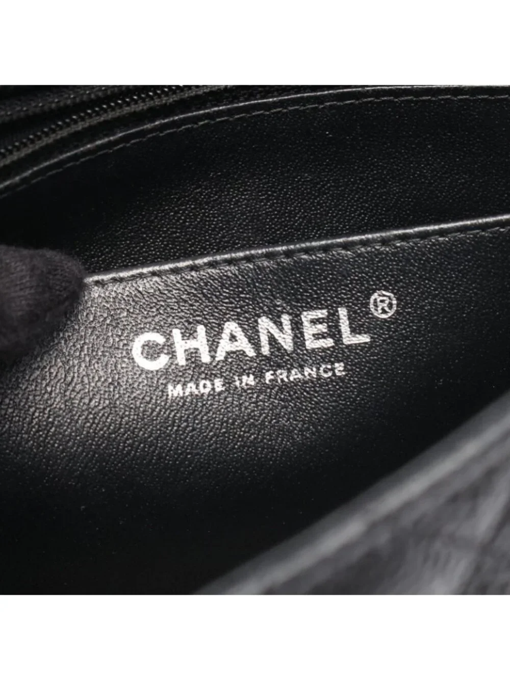 Chanel Shoulder Bag Mini Quilted Black Caviar Leather Chain